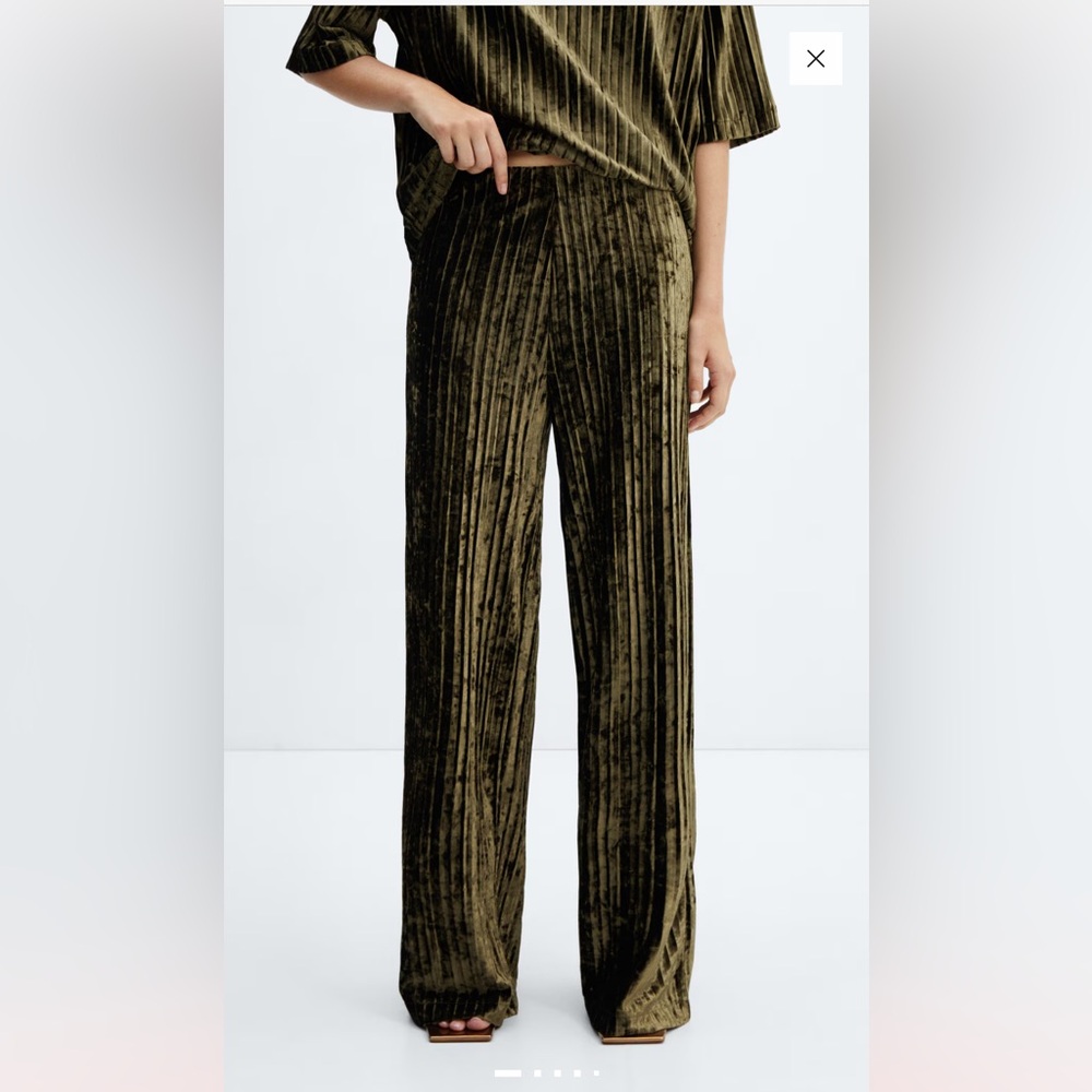 Mango Pleated Velvet Pants